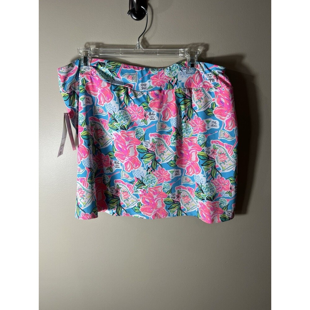 Lulu B Palm Beach Splash Skort NEW XL Blue And Pink Floral Tennis Golf